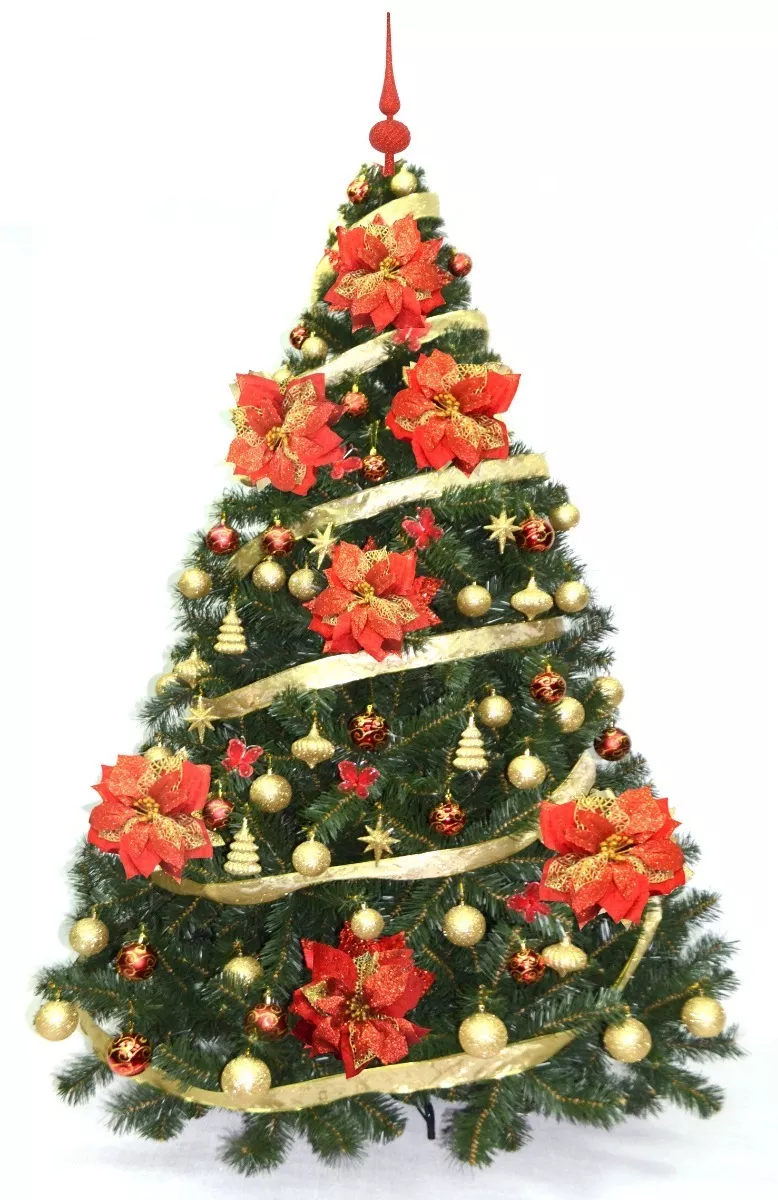Árbol De Navidad Premium 2,50 Con Adornos Rojo/oro - Sheshu