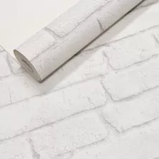 Papel De Parede Tijolo Lavável Tijolinho Branco C/ Off White