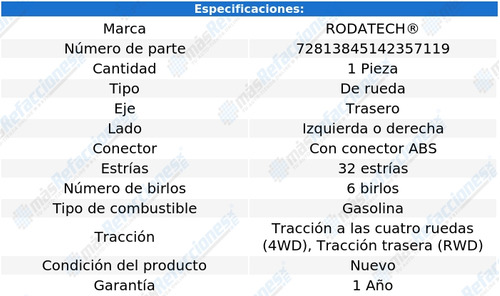 1 Maza De Rueda Tras Izq/der Qx56 V8 5.6l 04 Al 13 Rodatech Foto 5