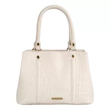 Bolsa De Couro Croco Pequena Melina - Marfim