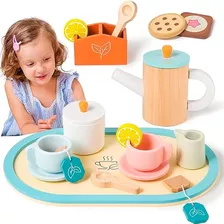 Kmuysl Juguetes De Madera Para Niños, Juego De Té De Madera 