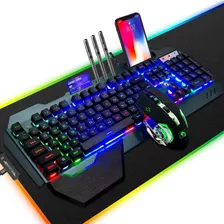 Kit Teclado Y Mouse Gamer Felicon K13 Con Cable Luz Led Rgb