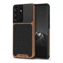 Funda Fibra De Carbono Madera Para Galaxy S21 Ultra