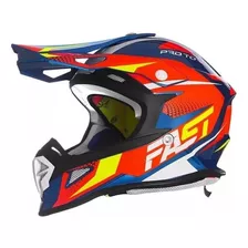 Capacete Motocross Trilha Protork Fast Fantasy Azul Laranja