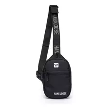 Shoulder Bag Reforçada Bolsa Transversal Hang Loose Cor Preto Desenho Do Tecido Liso