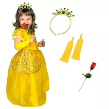 Vestido Fantasia Infantil Princesas Com Luva Coroa E Varinha