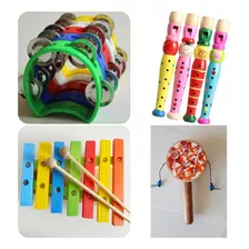 Kit Infantil Xilofone + Kabuletê + Meia Lua + Flauta 