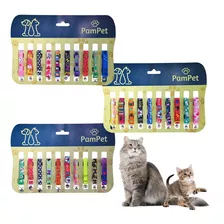 Kit Coleira Cartela Gato Guizo Atacado Pet - 30 Peças