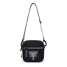 Bolsa Cavalera Transversal Espaçosa Resistente Sholder Bag Cor Preto Cor Da Correia De Ombro Preto