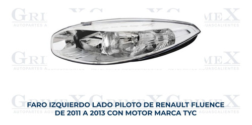 Faro Renault Fluence 2011-11-2012-12-2013-13 Tyc Ore Foto 2