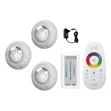 Kit Led Piscina - Controle Touch + 3 Leds Rgb 9w + Fonte 12v