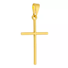 Pingente Religioso De Cruz Pequeno Liso Banhado A Ouro 18k