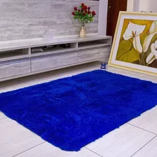 Tapete Felpudo Macio Luxo 2,00x1,50 Casa Laura Enxovais Shaggy Azul Bic