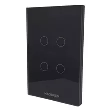 Macroled Interruptor Smart Wifi Tecla Pared 4 Canales Tactil Domotica Color Negro Corriente Nominal 7 A
