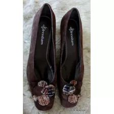 Elegantes Zapatos Gamuza Flores Tela 39m