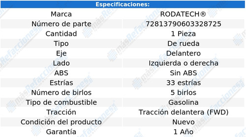 1 Maza De Rueda Del Cutlass Calais L4 3.3l 88 Al 91 Rodatech Foto 5