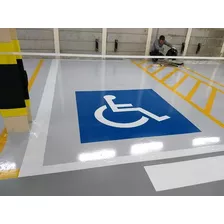 Adesivo Deficiente Físico Cadeirante Chão 100x100cm Cor Azul