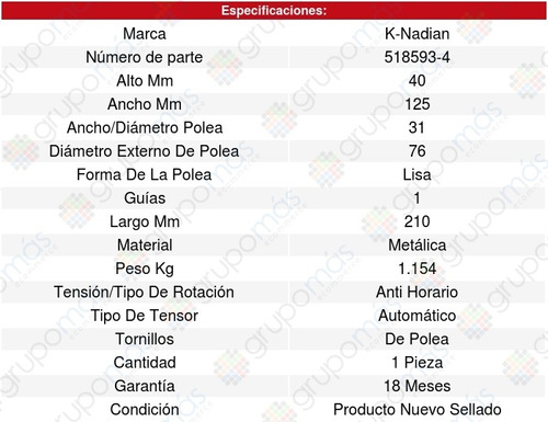 Tensor Accesorios Crown Victoria V8 4.6l 91/06 8578926 Foto 3