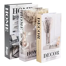 Kit 3 Livros Fake Decoraçao Caixas Porta Objeto Decorativo Cor Home Design