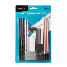 Set Boceto Y Dibujo Completo Sinoart X 18 Elementos Color Del Trazo Blanco