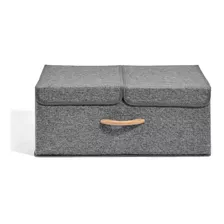 Caja Organizadora Doble Homeware, Plegable, Separador + Tapa Color Gris