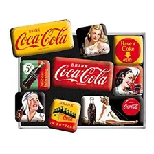 Juego De 9 Mini Imanes Para Nevera Nostalgic-art Coca-cola