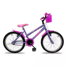 Bicicleta Aro 20 Infantil Feminina Power Bike Bella C/ Cesta Cor Violeta