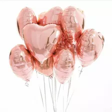 10 Balões Coração Rosê Gold Metalizado Casamento Festas