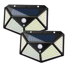 Lampara De Panel Solar Para Exteriores De 100 Led Sensor X2 Color Negro 12v