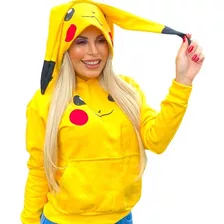 Moleton Feminino Pikachu Pokemon Com Capuz Moda Forrado