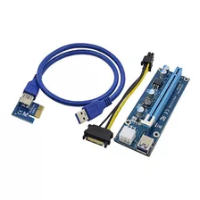 Kit 5 Cabos Riser Mineração Pci 16x Mini Pci-e 60cm Usb U34 Cor Azul