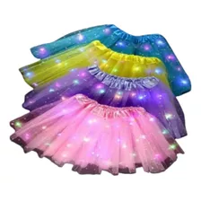 Saia De Tule Com Led Colorido Infantil C/bateria