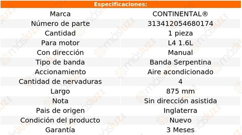 Banda 875 Mm Acc 323 Mazda L4 1.6l 86/95 Continental A/a Foto 8