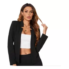 Blazer Unicolor De Cuello Notch Shein 