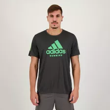 Camiseta adidas Grafica Running Cinza Escuro