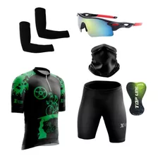 Kit Ciclismo Conjunto Masculino Óculos Manguito E Bandana