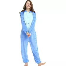 Kigurumi Stitch Rosa Ou Azul Cosplay Adulto E Infantil 