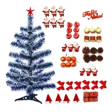 Kit Árvore De Natal Nevada 60cm 50 Galhos 54 Itens Decorada