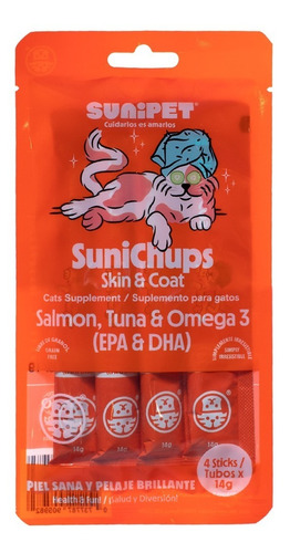 Snacks Para Gatos Sunichups Skin & Coat (salmon Y Atun)