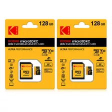 2 Piezas 128gb Tarjeta De Memoria Microsdxc Kodak U3 V30 A1