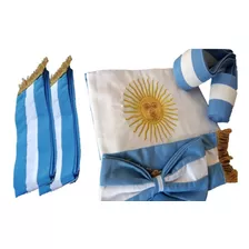 Juego Bandera Jardín Argentina Con Moño, Tahalí Y Dos Bandas