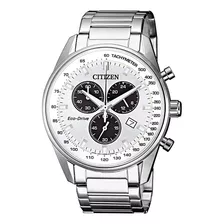 Citizen Sport Eco Drive Chrono White At2390-82a Color De La Correa Plata Color Del Bisel Plata Color Del Fondo Blanco 61080