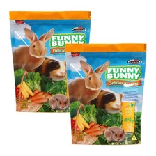 2 Pcts Ração Funny Bunny Delícias Da Horta Coelho 1,8kg
