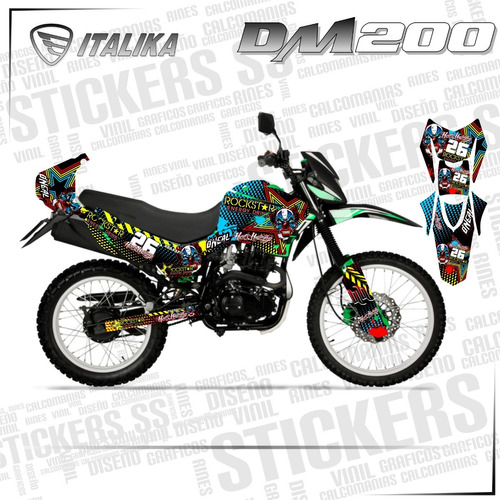 Kit Stickers Dm200 Graficos Wrapp Vinil Italika Ss Wrapping Foto 3