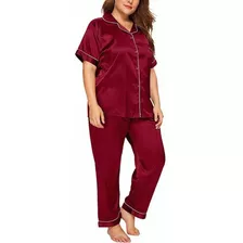 Pijama De Conjunto Manga Larga Dormir Ropa De Casa De Satin