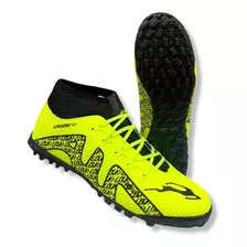 Tenis Futbol Rapido Fut7 Union Neon Negro Cosidos 