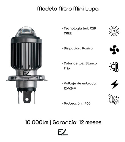 Bombillo Luz Led H4 Alta Potencia Moto O Carro Altas/bajas Foto 3