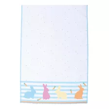 Roupa De Mesa Azul E Branco Páscoa Coelhos 40x180 Cm