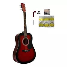 Huntington Guitarra Acústica De 6 Cuerdas, Derecha, Roja (.