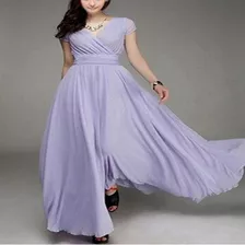 Vestido De Noche Maxi De Cintura De Color Sólido Para Mujer